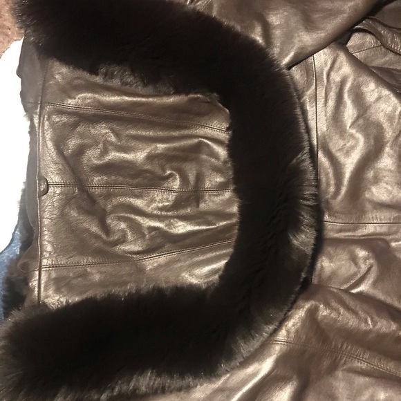 Yves Saint Laurent vintage womens Designer brown leather coat size 12 - Picture 11 of 12